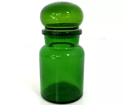 Vintage Green Glass Bubble Top Jar Apothecary Bottle 5.5  Container Belgium • $16.50