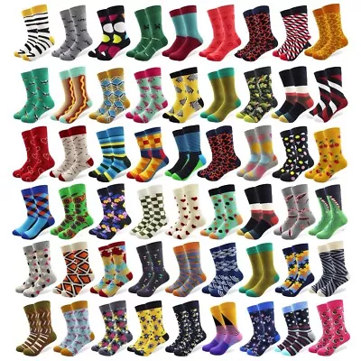 20 Pairs Mens Cotton Socks Lot Novelty Colorful Crazy Funny Socks Wedding Gifts • $49.98