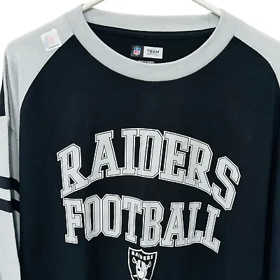 Team Apparel Oakland Raiders Men T-Shirt XL Black Logo Graphic Long Sleeve Nwt • $16