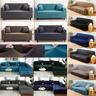 Stretch Sofa Cover 1 2 3 4 Seater Lounge Slipcover Protector Couch Cover L Shape • $23.99