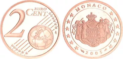 Monaco 2 Cent 2005 Currency Coin Pf IN Münzkapsel. Rare Year Polished 106734 • $56.73