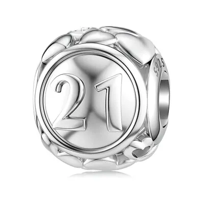 21st Birthday Bead Charm For Bracelet S925 Sterling Silver • £7.96