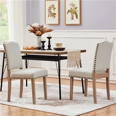 Dining Room Chairs Modern Upholstered Kitchen Chairs With Nailhead Trim For Home • £72.98