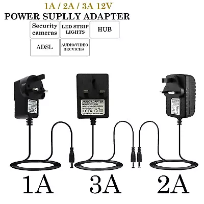 Mains Transformer 5V 12V 1A 2A 3A UK Plug AC/DC Adapter Power Supply CCTV LED • £8.80