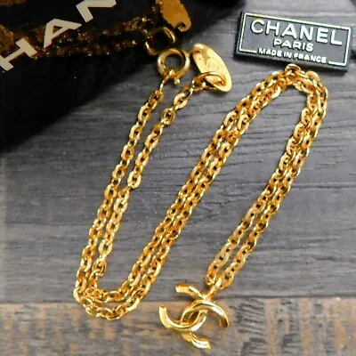 CHANEL Gold Plated CC Logos Charm Vintage Chain Necklace Pendant #468c Rise-on • £579.79