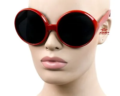 $7.99 • Buy Oversized Jumbo Round Large Vintage Retro Style Sunglasses Super Dark Red K75