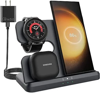 3 In 1 Wireless Charger For Samsung Galaxy Watch Z Fold S22 Galaxy Buds • $49.99