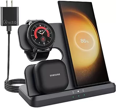 3 In 1 Wireless Charger For Samsung Galaxy Watch Z Fold S22 Galaxy Buds • $49.99