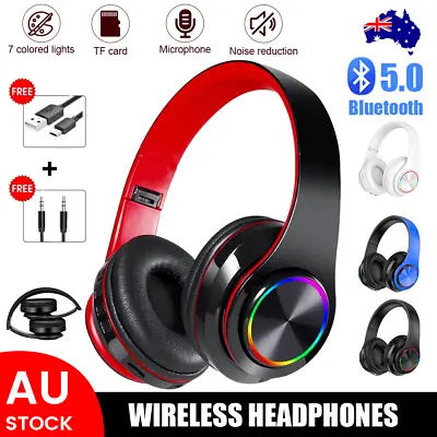 Wireless Headphones Bluetooth Noise Cancelling Stereo Earphones Over Ear Headset • $19.85