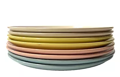 8 Stetson Melmac Plates 7 Inch Blue Pink Yellow White Dinnerware Chicago IL MCM • $15.90