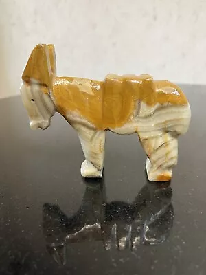 Vintage Donkey Mule Statue Figurine Onyx Natural Marbled Stone Hand Carved • $20