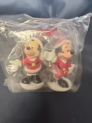 2 Disney 3  Micky & Minnie Mouse Santa Christmas PVC Cake Topper Figures • $14.50