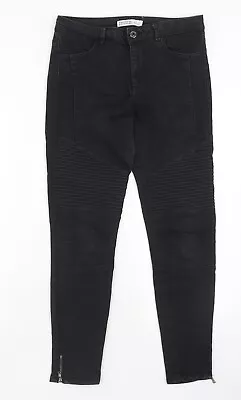 Zara Womens Black Cotton Skinny Jeans Size 12 Regular Zip • £7.25