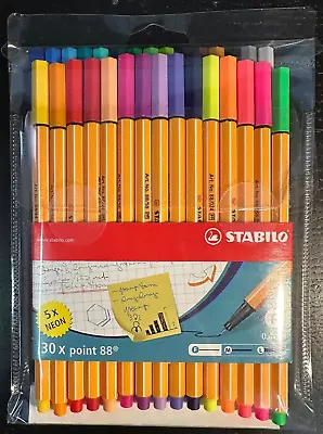 Stabilo 30 Point 88 Fineliner Markers 5x Neon 0.4mm *new* 8830-1 (set Of 30) • $12.95