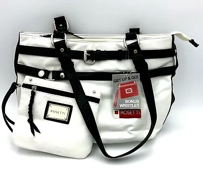 Rosetti Purse Handbag BONUS Wristlet Shoulder Bag White Zipper 14   • $33.70