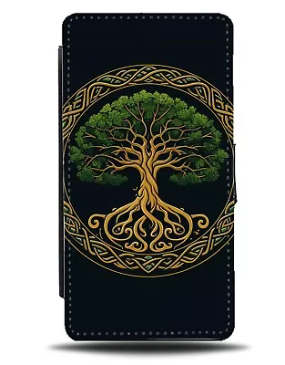 Tree Of Life Emblem Flip Wallet Case Trees Logo Design Peaceful Style Green DB96 • £19.99