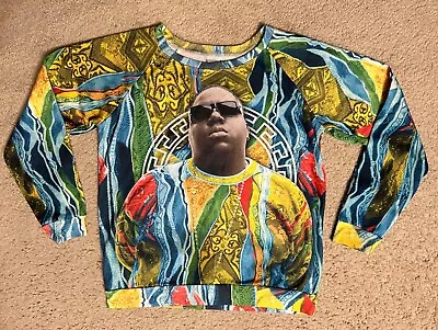 BIGGIE SMALLS Sweater Sweatshirt RETRO Coogi Rap Style Brooklyn Mint Mens • $19.95