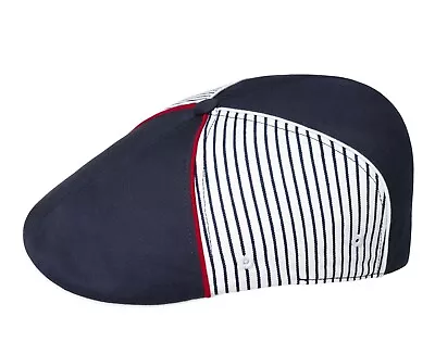 Kangol Navy White Red Fred Segal Micro Stripe Flat Cap Golf Hat New Medium • $79.99