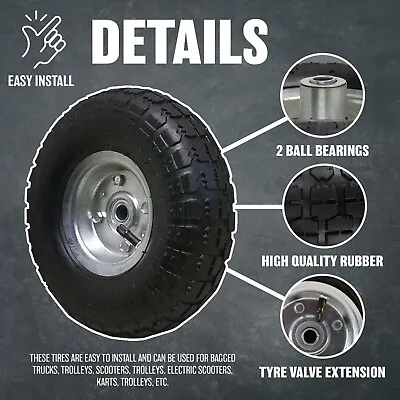 New 10  Pneumatic Sack Truck Trolley Wheel Barrow Tyre Tyres Wheels 4.10/3.5-4.0 • £69.95