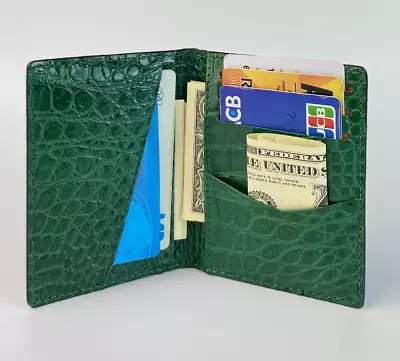 Original Black Green Crocodile Wallet Men's Passcase ID Card Case RFID Blocking • $79