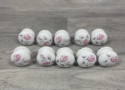 £22.99 • Buy Floral Pink Rose Ceramic Door Knob Bundle X 10