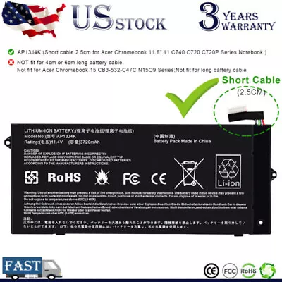 AP13J3K Battery For Acer Chromebook C720-2848 C720 C720P C740 14 CB3-431 AP13J4K • $15.95