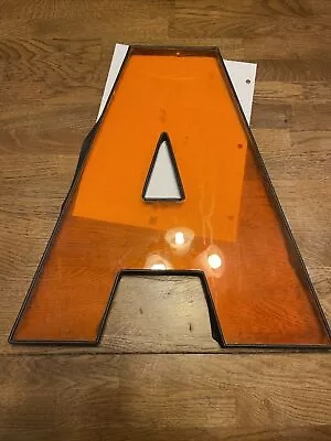 Vintage Movie Marquee Theater Letter Graphic Sign 17 Inch Tall A Orange Plastic • £28.50