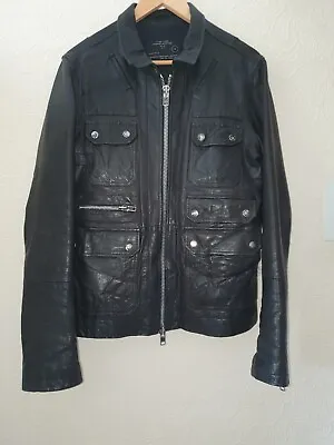 Mens All Saints Spitalfields Black Jake's Place Leather Jacket Medium • £49.95