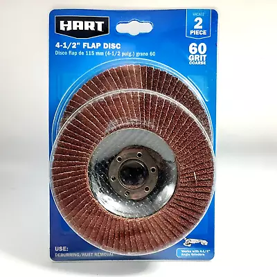 (2-Pk) 4-1/2  FLAP DISC 60 GRIT COURSE Wood Metal DEBURRING & RUST REMOVAL HART • $6.86