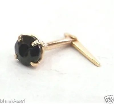 9ct Gold Andralok 3.5mm Round Real Black Sapphire Nose Stud Pin Girls X'mas GIFT • £10.90