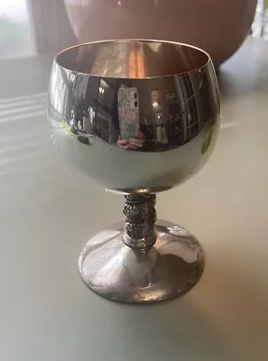 (1) One Vintage Wine Goblet Made In Spain Silver Plated • $20