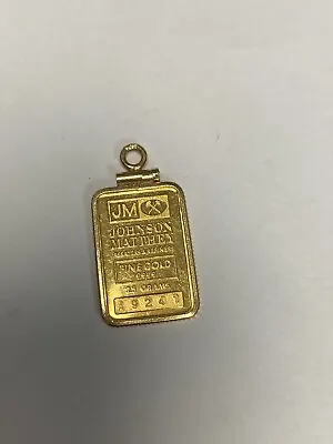 Rare 2.5 Gram JOHNSON MATTHEY .999 Bar W/ 14k GOLD BEZEL CHARM PENDANT 623 • $499.99
