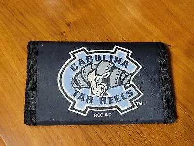 Carolina Tar Heels Vintage Trifold  Wallet Blue Nylon Rico Ind. Hook And Loop • $0.99