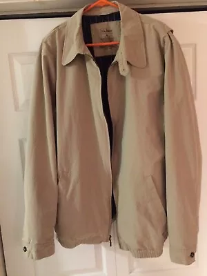 LL Bean Lined Tan Khaki Spring Jacket Golf Coat Men's Extra Large Size XLT • $24.99