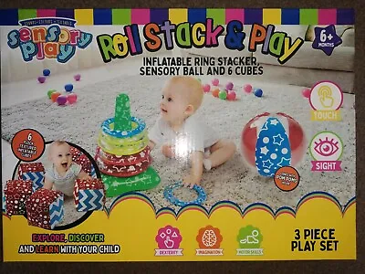 Sensory Roll Stack & Play 3 Piece Set Brand New Baby 6+ Months Inflatable Toys • £9.99