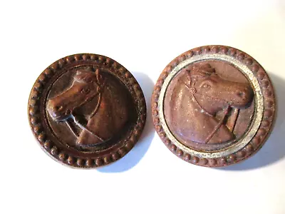 Vintage Bridle Horse Rosettes Gutta Percha Button Saddle Horse Head • $25