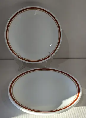 Corelle Cinnamon Chestnut 4 Dinner Plates 10.25  Brown Stripe • $24.99