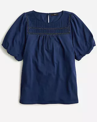 (new) Women’s J.crew Lace-trim Puff-sleeve T-shirt - Size: Medium (msrp: $59.50) • $29.99