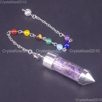 Natural Gemstones Wishing Pendulum Pointed Reiki Chakra Chip Beads Pendant • $5.19