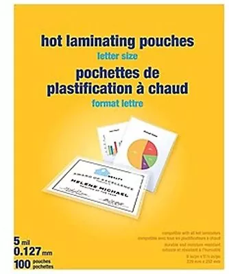 MyOfficeInnovations 5 Mil Thermal Laminating Pouches Letter Size 100 Pack 489526 • $19.66