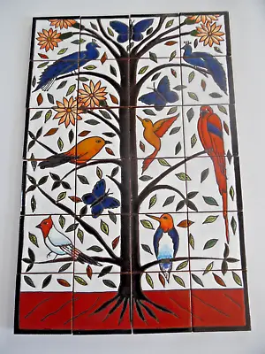 25  CERAMIC TILE MURAL Mexican Talavera Mosaic Hand Painted Backsplash • $149