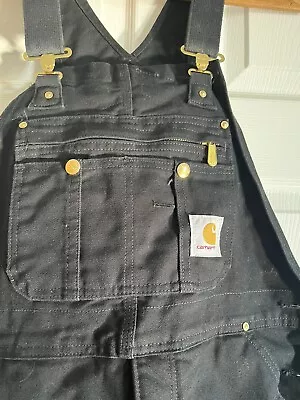 Carhartt R41-BLK Black Double Knee Insulated Canvas Overalls 36x 32 • $75