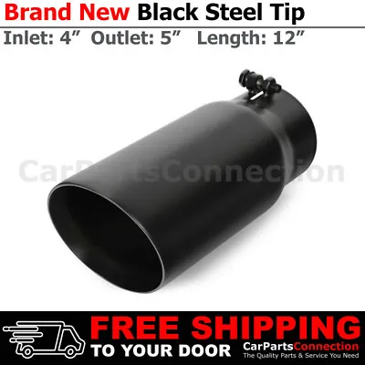 Truck SUV Black 12in Bolt On Exhaust Double Wall Tip 4 In 5 Out Stainless 232633 • $56.99