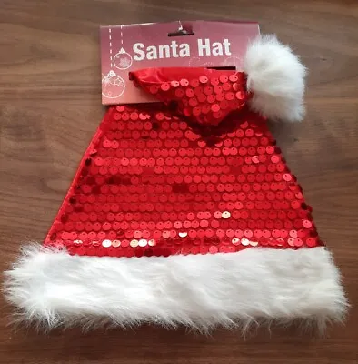 £5.98 • Buy Santa Hat Red Sequin Plush Luxury Christmas Adult Office Party Secret Santa