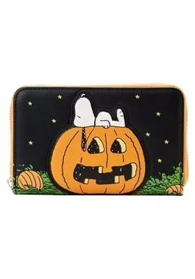 NEW Loungefly Peanuts Great Pumpkin Snoopy Halloween Zip Around Wallet BNWT GID! • $22.21