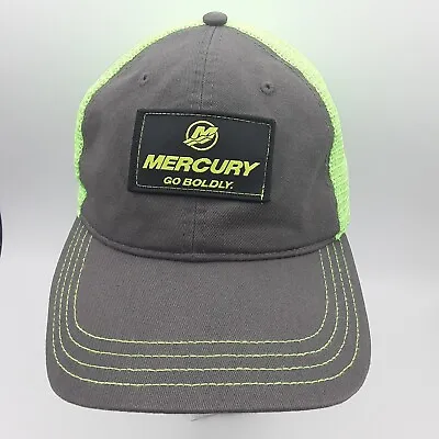 Mercury Marine Motors Hat Go Boldly Patch Cap Strap Back Gray Neon Green Mesh • $19.99