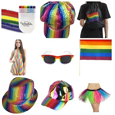 Gay Pride Unisex Fancy Dress Accessories Rainbow Hats Jewellery LGBTQA Parade • £3.49