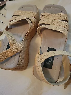 Vintage Seychelles Natural Woven Wedge Shoes New 6m • $19.99