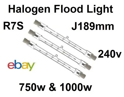 R7 Tungsten Halogen Security Floodlight Tube Bulbs  750watt 1000watt J189mm 240v • £2.99