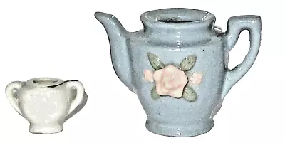 Vintage Miniature Tea Pot And Sugar Bowl Flower Design  Made In Occupied Japan. • $12.50